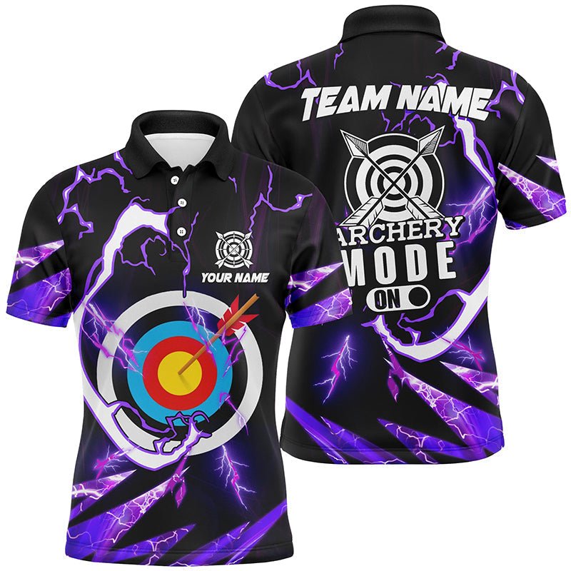 Personalisiertes Bogenschießen Poloshirt | Herren & Damen | Individuelles Teamshirt | 'Purple Thunder Archery Mode On' T1133 - Climcat