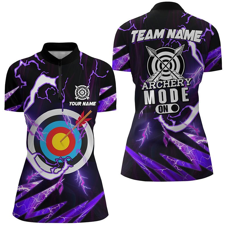 Personalisiertes Bogenschießen Poloshirt | Herren & Damen | Individuelles Teamshirt | 'Purple Thunder Archery Mode On' T1133 - Climcat