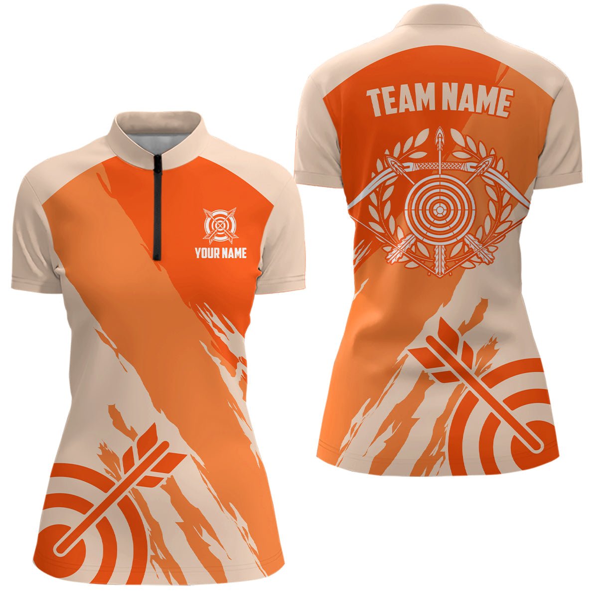 Personalisiertes Bogenschießen Poloshirt Herren Damen Orange | Zielscheiben - Motiv T0636 - Climcat