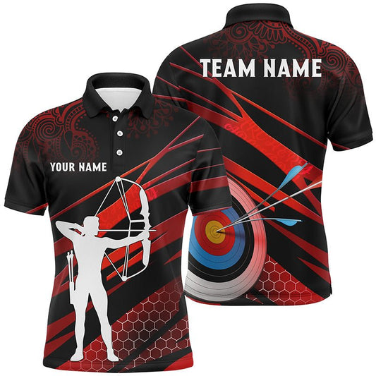 Personalisiertes Bogenschießen Poloshirt mit Bogenschützen - Silhouette Unisex Teamshirt Bogenschießen V0657 - Climcat