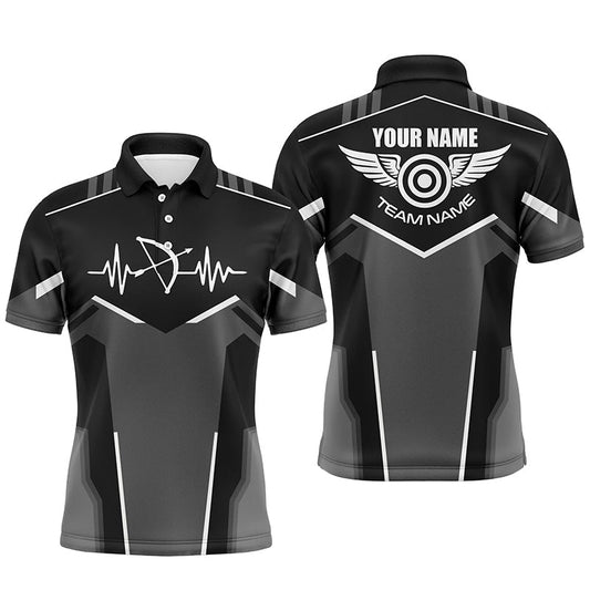 Personalisiertes Bogenschießen Poloshirt mit Wunschname | Lustiges EKG Design | Unisex | Weiß T1346 - Climcat