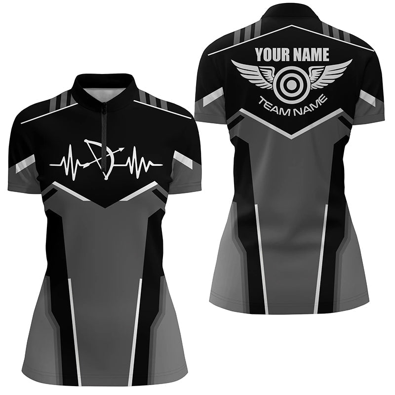 Personalisiertes Bogenschießen Poloshirt mit Wunschname | Lustiges EKG Design | Unisex | Weiß T1346 - Climcat