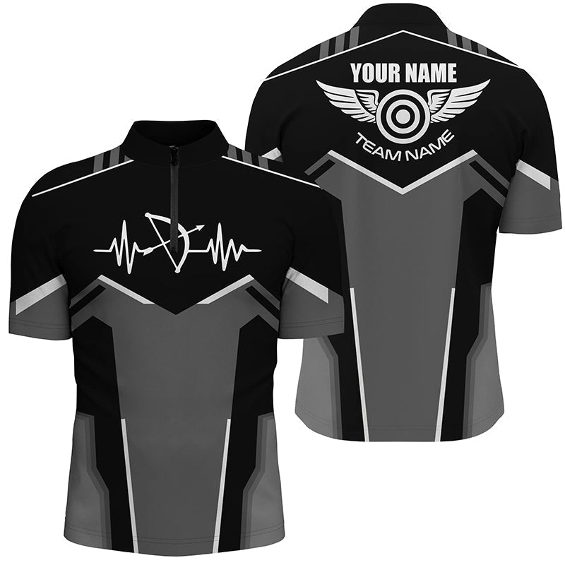 Personalisiertes Bogenschießen Poloshirt mit Wunschname | Lustiges EKG Design | Unisex | Weiß T1346 - Climcat