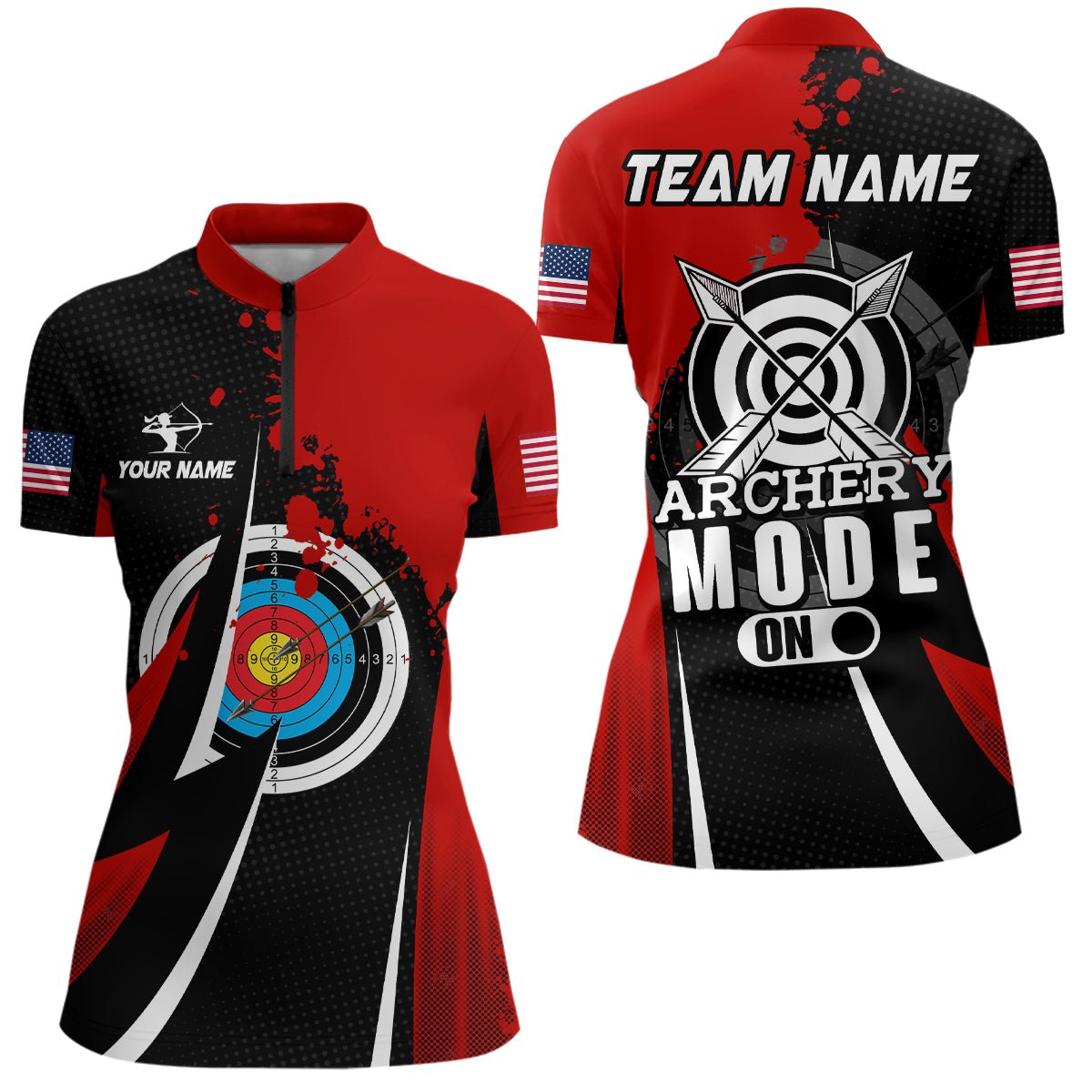 Personalisiertes Bogenschießen Poloshirt Rot - Teamshirt für Herren & Damen T0670 - Climcat