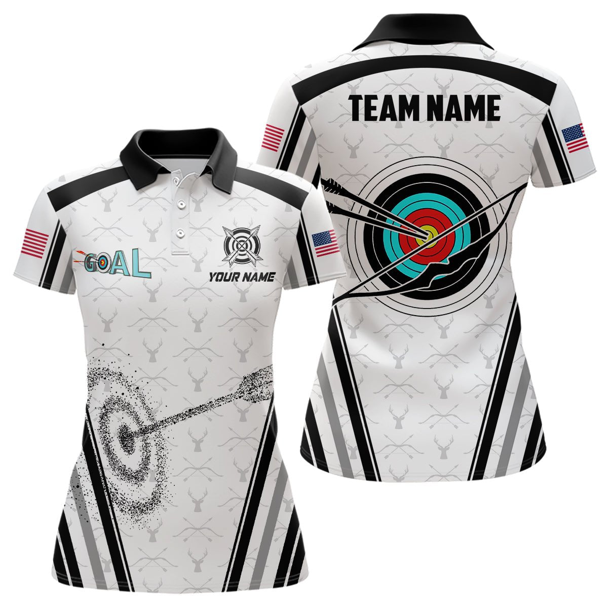 Personalisiertes Bogenschießen Poloshirt & Trikot mit Name - 3D Ziel Design - Für Herren und Damen - T0486 - Climcat