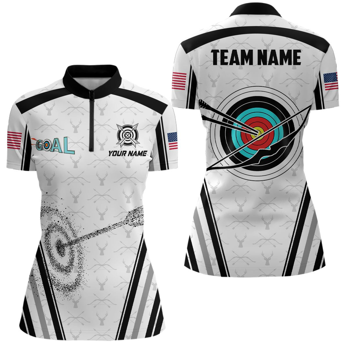 Personalisiertes Bogenschießen Poloshirt & Trikot mit Name - 3D Ziel Design - Für Herren und Damen - T0486 - Climcat