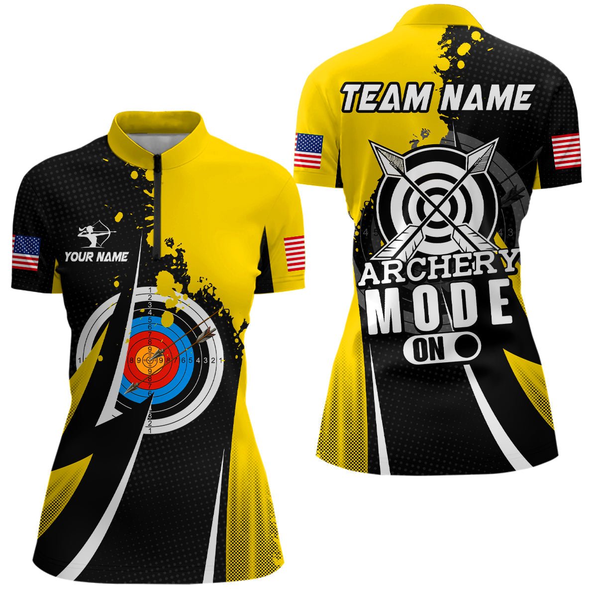 Personalisiertes Bogenschießen Poloshirt - Unisex Team Shirt - Gelb T0672 - Climcat