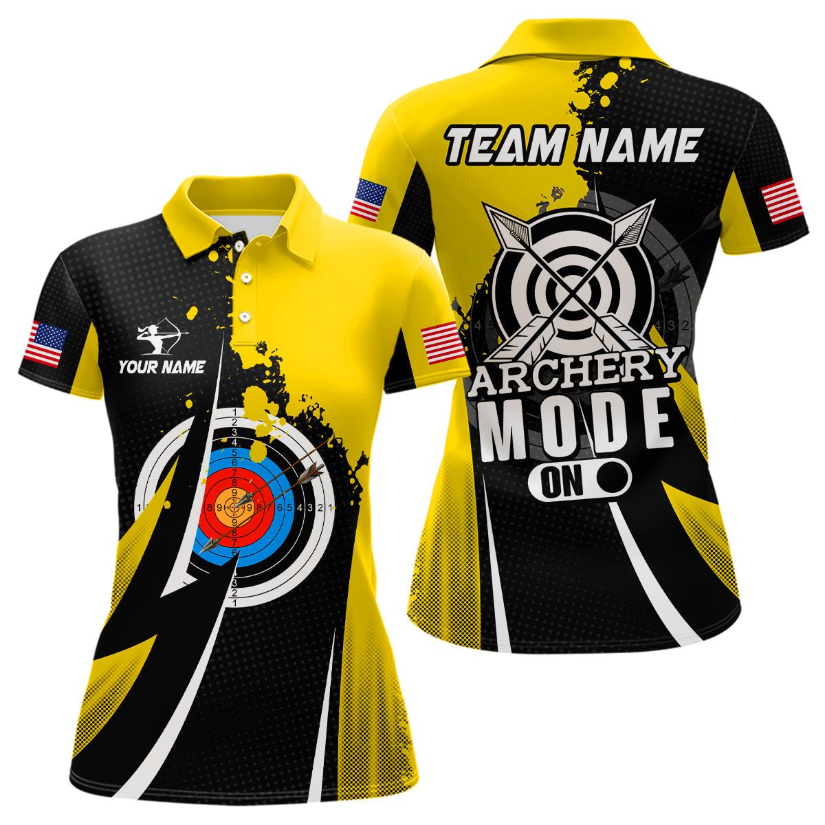 Personalisiertes Bogenschießen Poloshirt - Unisex Team Shirt - Gelb T0672 - Climcat