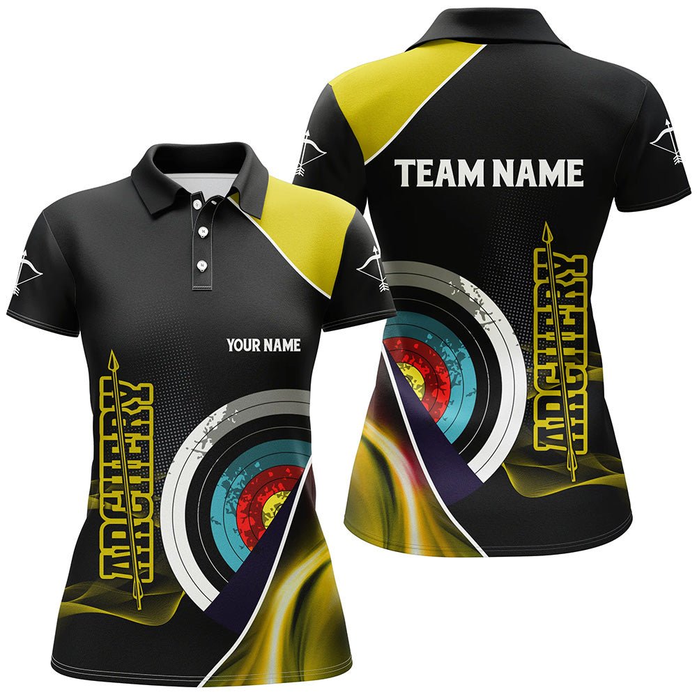 Personalisiertes Bogenschießen Poloshirt Unisex - Team Shirt mit gelb - schwarzem Pfeil V0800 - Climcat