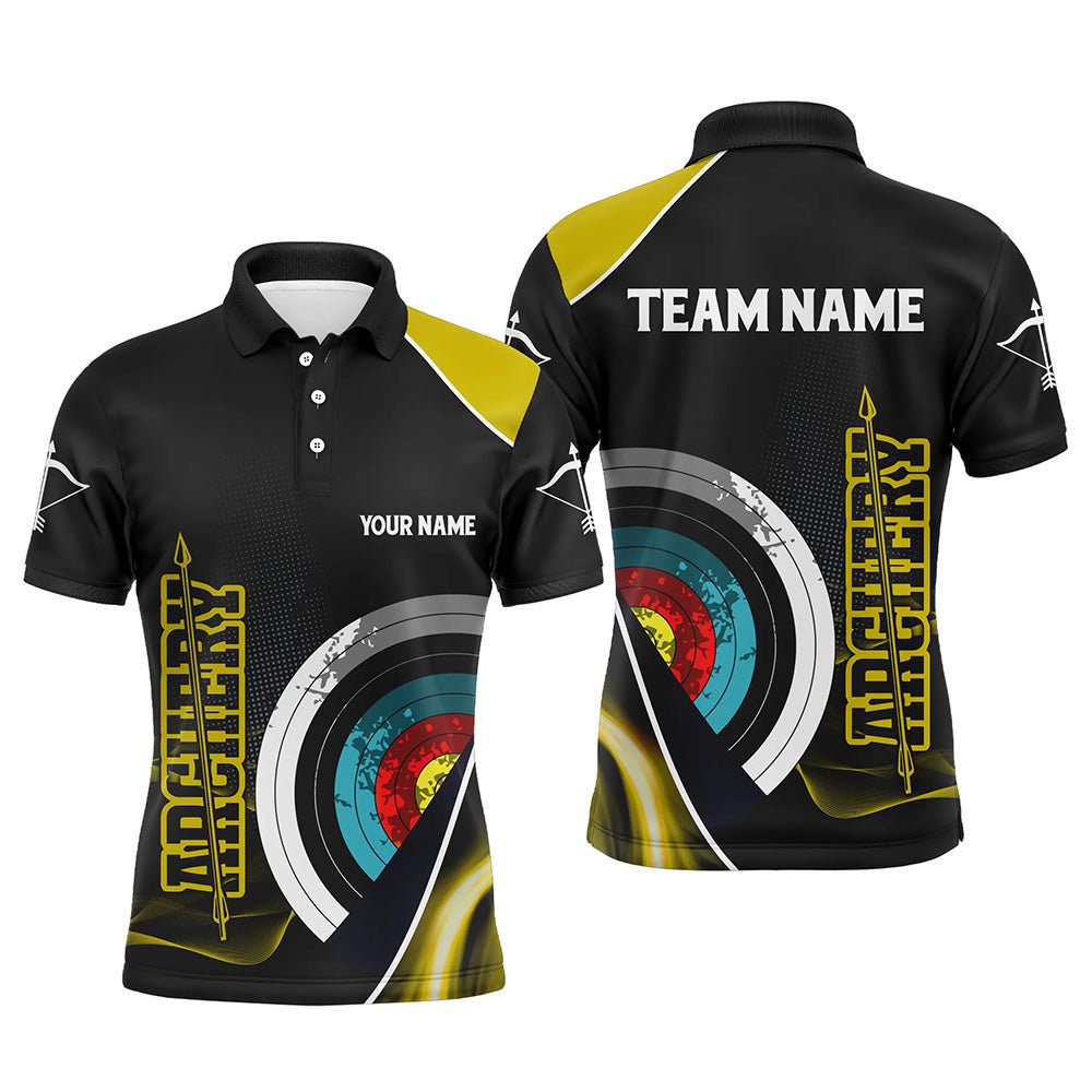Personalisiertes Bogenschießen Poloshirt Unisex - Team Shirt mit gelb - schwarzem Pfeil V0800 - Climcat