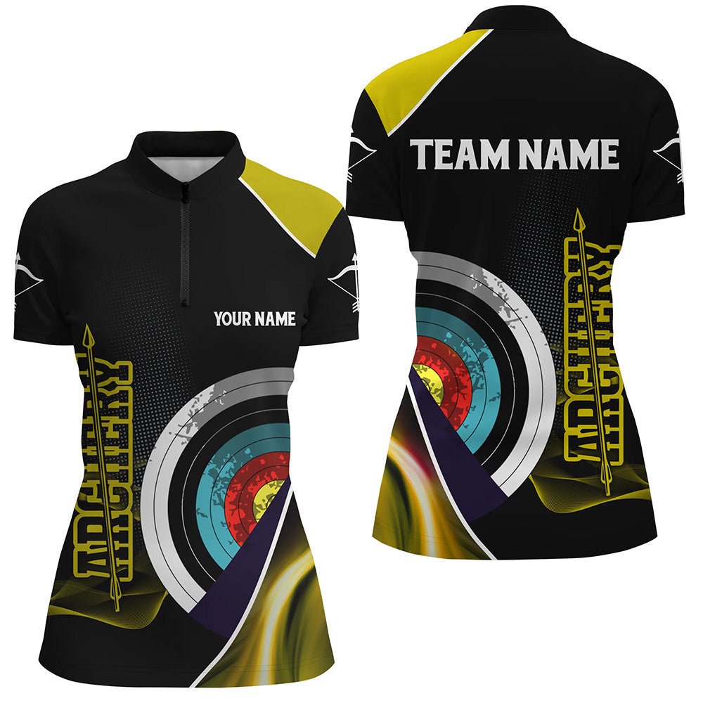 Personalisiertes Bogenschießen Poloshirt Unisex - Team Shirt mit gelb - schwarzem Pfeil V0800 - Climcat