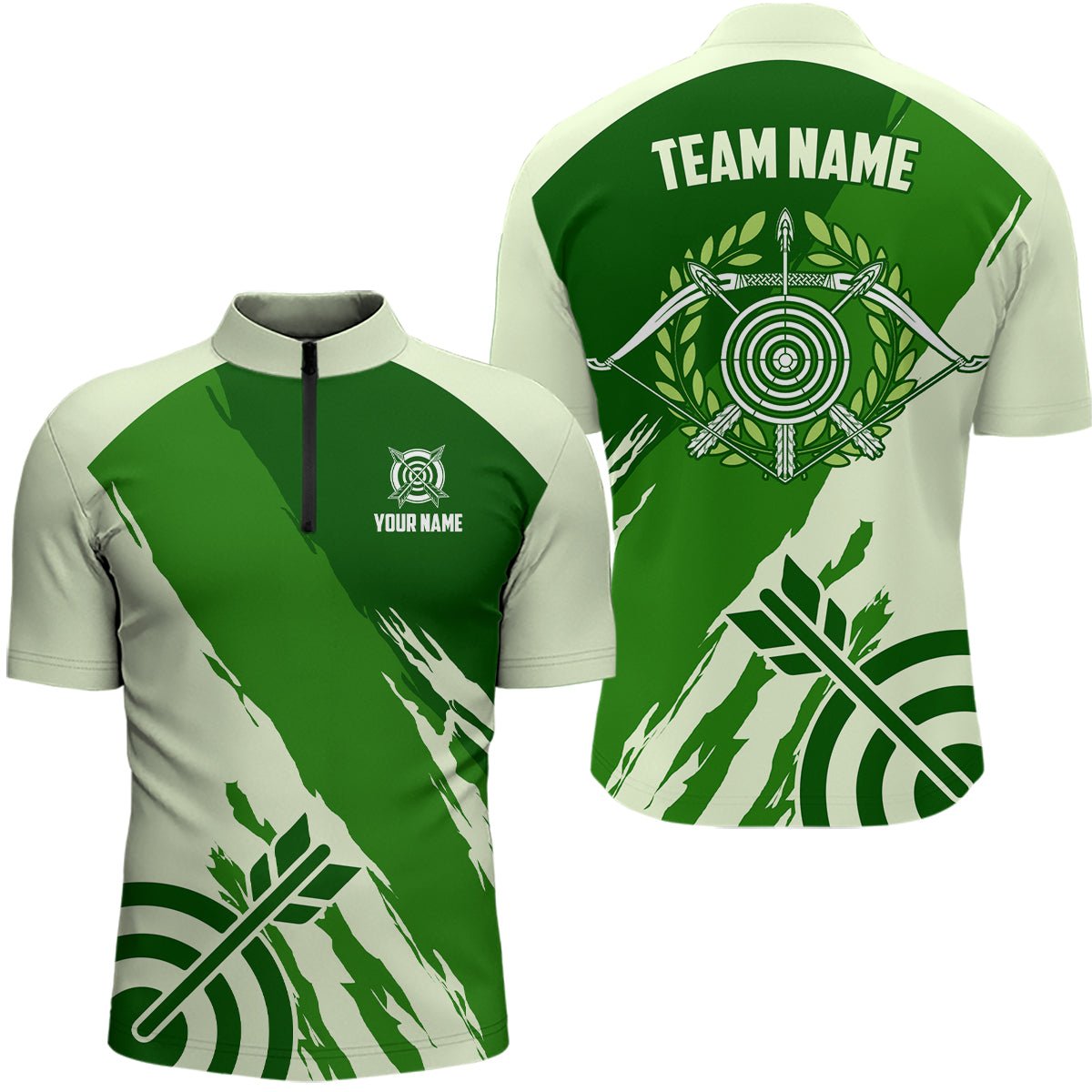 Personalisiertes Bogenschießen Shirt Grün Herren & Damen mit Zielscheiben Motiv T0637 - Climcat