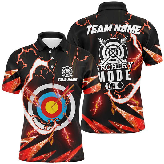 Personalisiertes Bogenschießen Team Polo - Shirt für Herren & Damen Design 'Red Thunder Archery Mode On' T1134 - Climcat