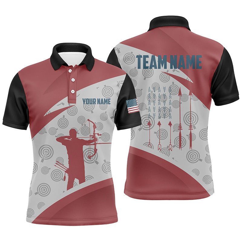 Personalisiertes Bogenschützen Polo - Shirt für Herren & Damen - Rote Silhouette Geschenkidee T0605 - Climcat
