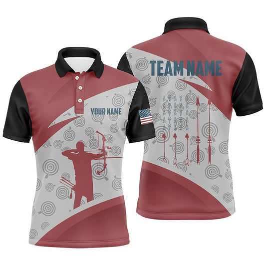 Personalisiertes Bogenschützen Polo - Shirt für Herren & Damen - Rote Silhouette Geschenkidee T0605 - Climcat