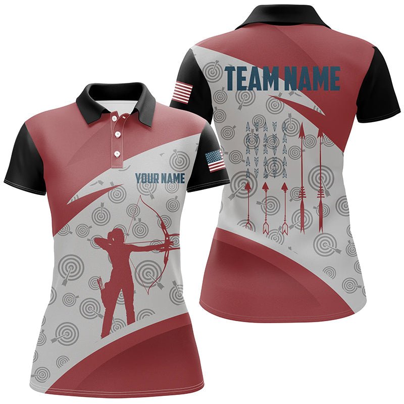 Personalisiertes Bogenschützen Polo - Shirt für Herren & Damen - Rote Silhouette Geschenkidee T0605 - Climcat