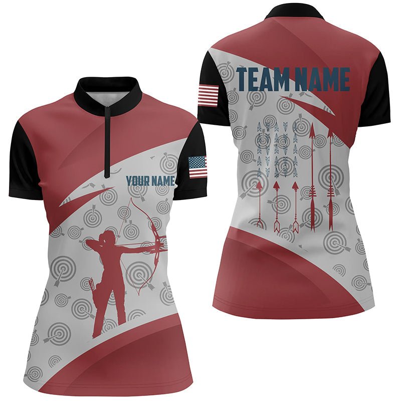 Personalisiertes Bogenschützen Polo - Shirt für Herren & Damen - Rote Silhouette Geschenkidee T0605 - Climcat