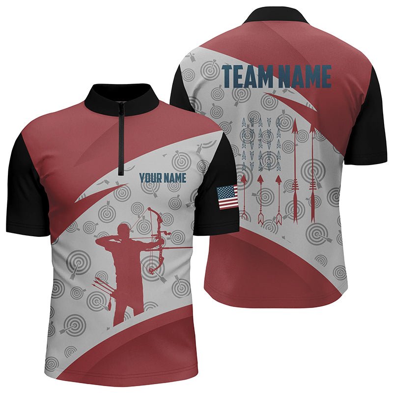 Personalisiertes Bogenschützen Polo - Shirt für Herren & Damen - Rote Silhouette Geschenkidee T0605 - Climcat
