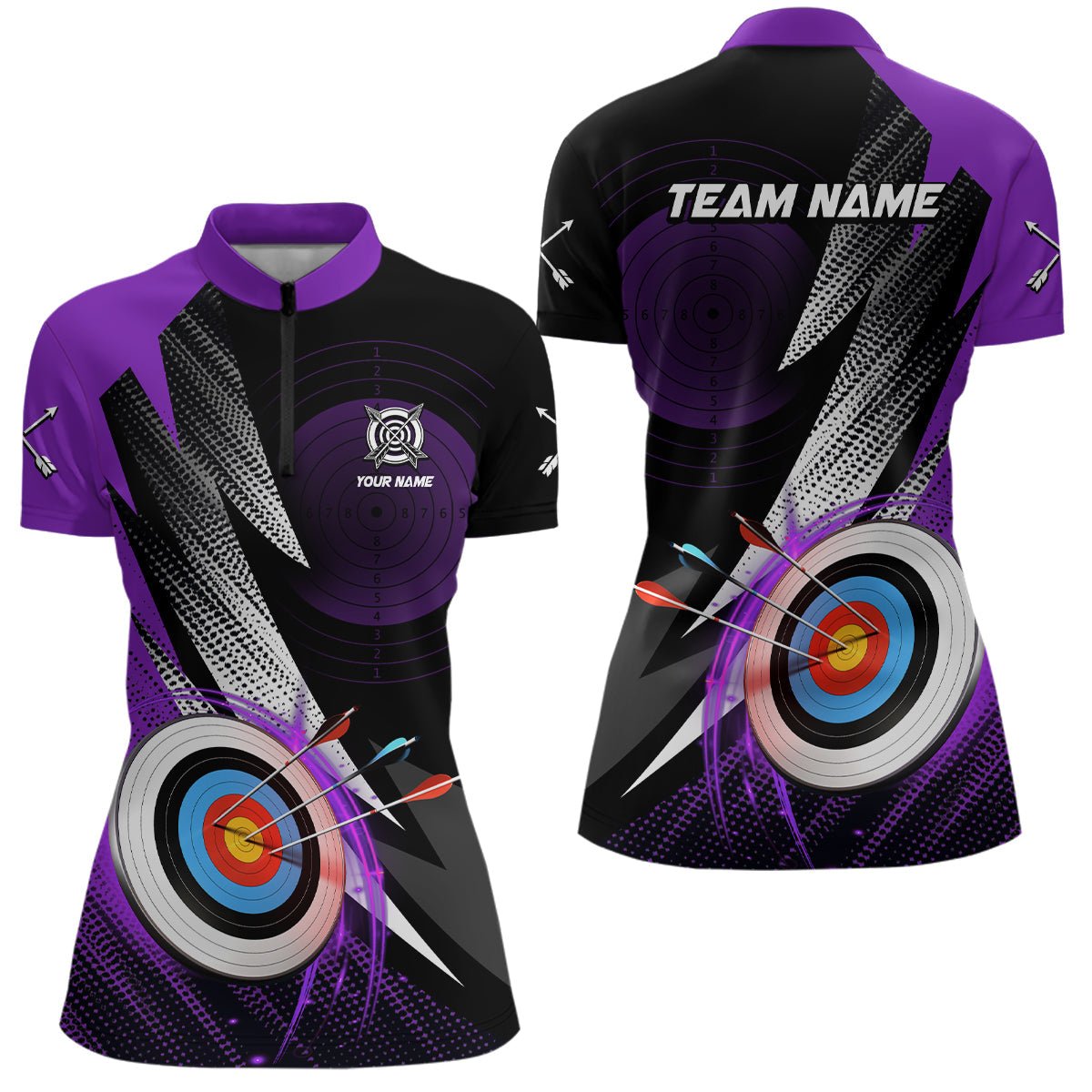 Personalisiertes Bogenschützen Polo Shirt Unisex - Lila 3D Ziel - Team & Verein T0984 - Climcat