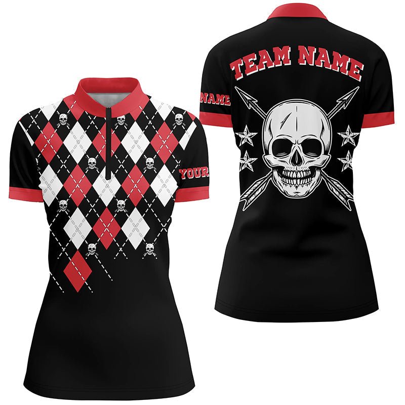 Personalisiertes Bogenschützen Poloshirt mit Totenkopf Pfeil & Argyle - Muster Herren & Damen Geschenk T0645 - Climcat