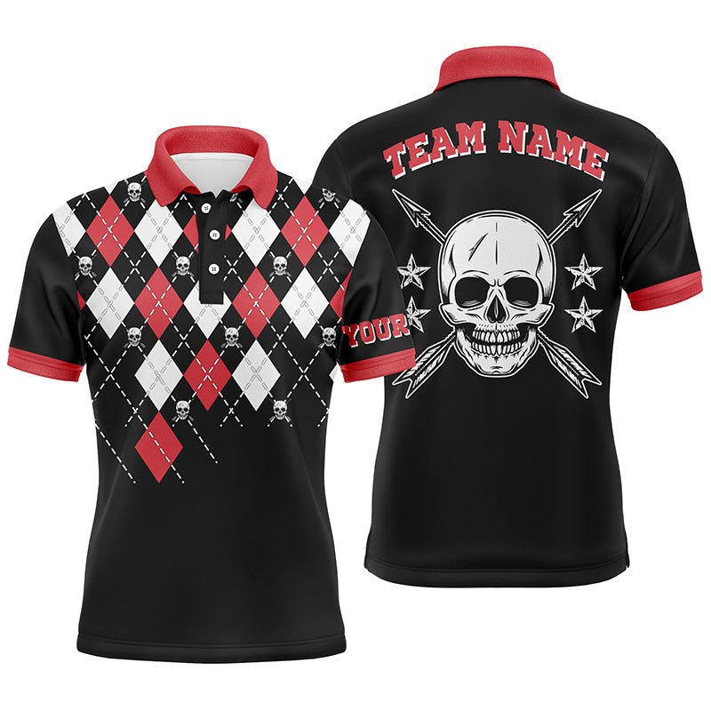 Personalisiertes Bogenschützen Poloshirt mit Totenkopf Pfeil & Argyle - Muster Herren & Damen Geschenk T0645 - Climcat