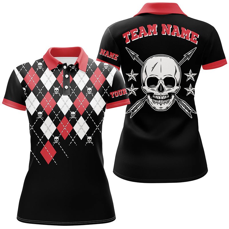 Personalisiertes Bogenschützen Poloshirt mit Totenkopf Pfeil & Argyle - Muster Herren & Damen Geschenk T0645 - Climcat