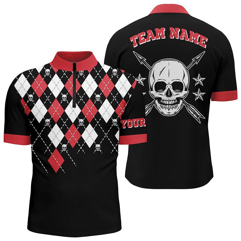 Personalisiertes Bogenschützen Poloshirt mit Totenkopf Pfeil & Argyle - Muster Herren & Damen Geschenk T0645 - Climcat