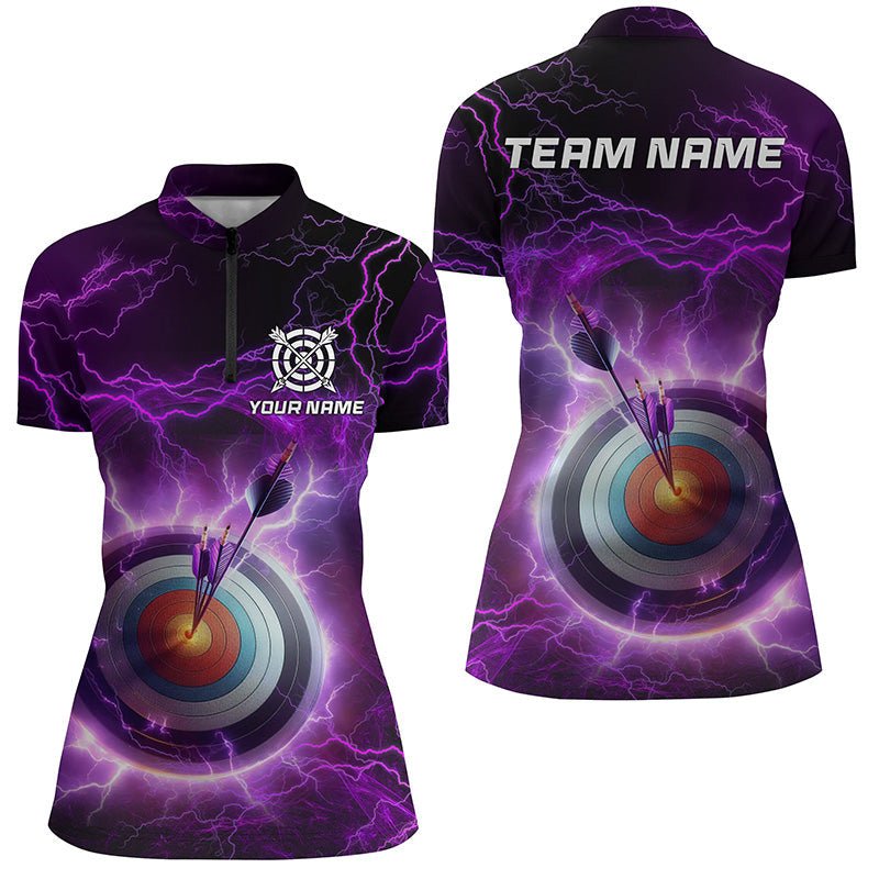 Personalisiertes Bogensport Poloshirt - Design "Purple Thunder Lightning" 3D Ziel - Herren & Damen T0997 - Climcat