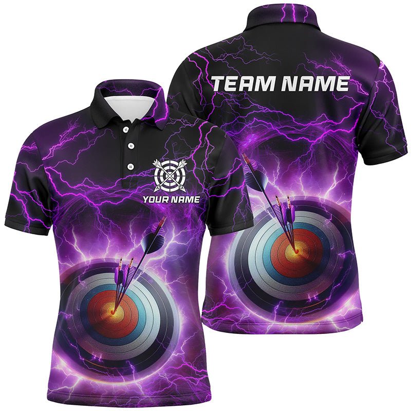 Personalisiertes Bogensport Poloshirt - Design "Purple Thunder Lightning" 3D Ziel - Herren & Damen T0997 - Climcat