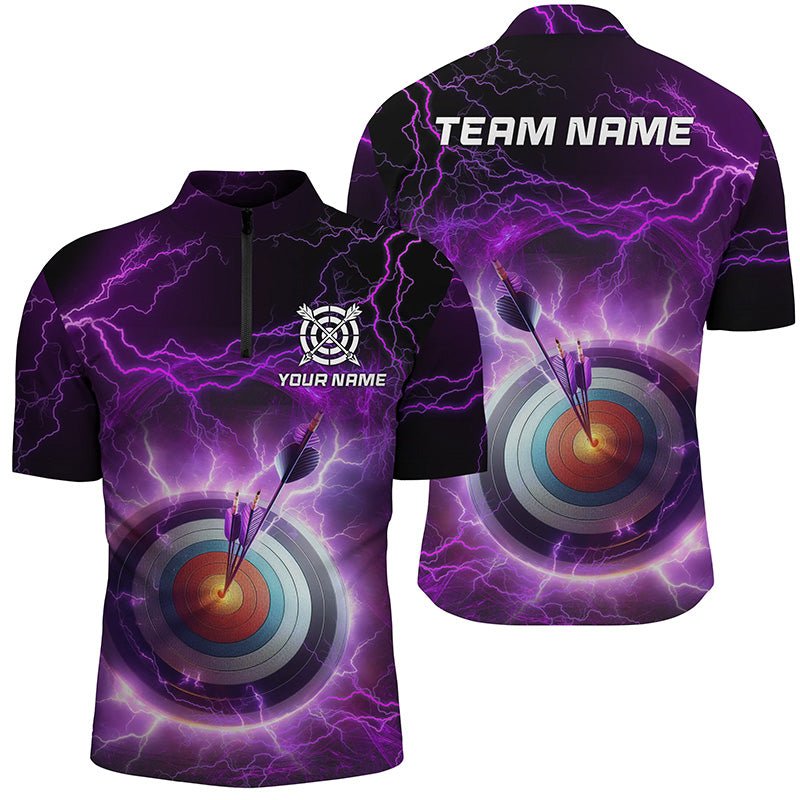 Personalisiertes Bogensport Poloshirt - Design "Purple Thunder Lightning" 3D Ziel - Herren & Damen T0997 - Climcat