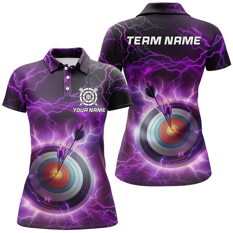 Personalisiertes Bogensport Poloshirt - Design "Purple Thunder Lightning" 3D Ziel - Herren & Damen T0997 - Climcat