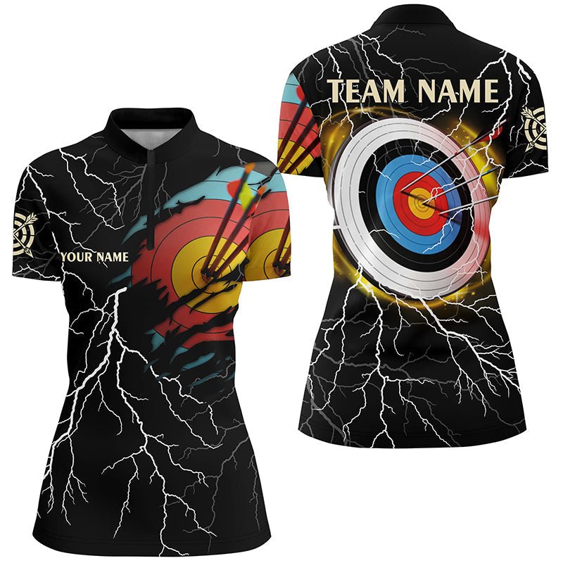 Personalisiertes Bogensport Poloshirt Herren Damen - 3D Ziel Donner Blitz Muster T1020 - Climcat