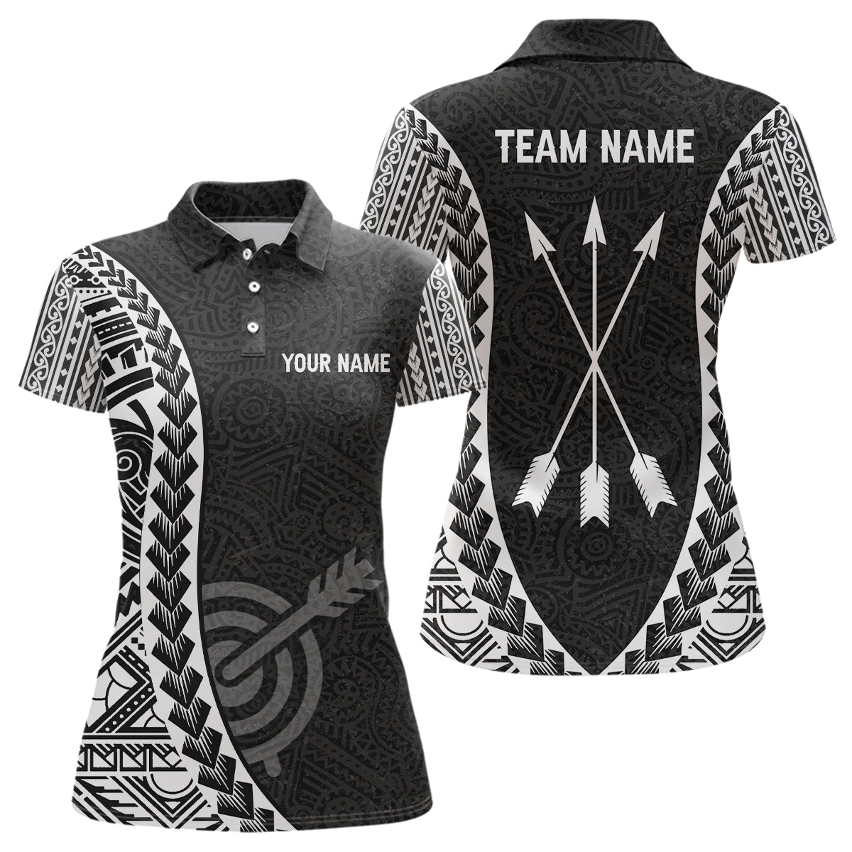 Personalisiertes Bogensport Poloshirt mit Tribal Muster - Team Shirt für Damen & Herren V0764 - Climcat