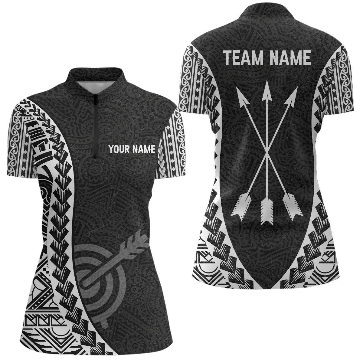 Personalisiertes Bogensport Poloshirt mit Tribal Muster - Team Shirt für Damen & Herren V0764 - Climcat