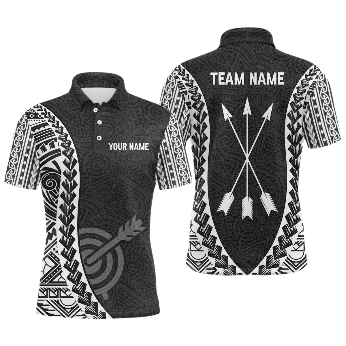 Personalisiertes Bogensport Poloshirt mit Tribal Muster - Team Shirt für Damen & Herren V0764 - Climcat