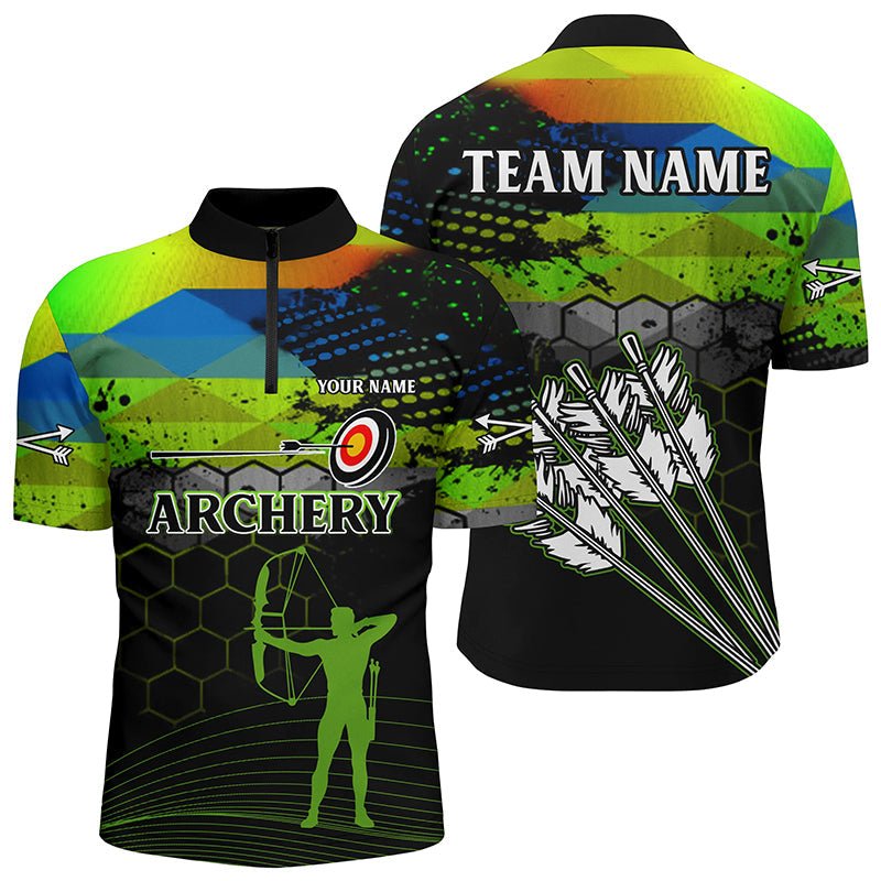 Personalisiertes Bogensport Poloshirt Unisex - Grün mit 3D Pfeilen & Bogenschützen - Silhouette V0649 - Climcat