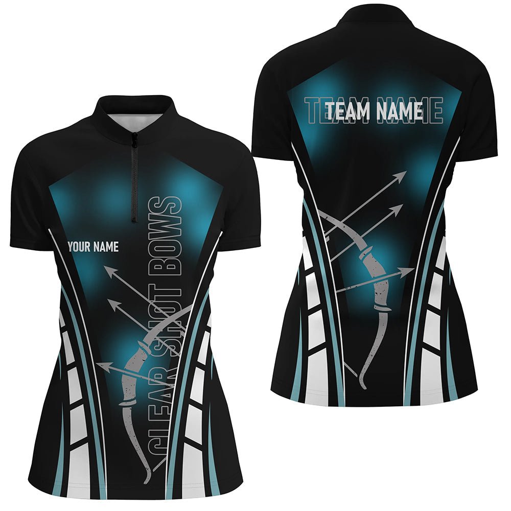 Personalisiertes Polo - Shirt Bogenschießen - Unisex Design mit Pfeilen und Bögen Schwarz Blau V0707 - Climcat