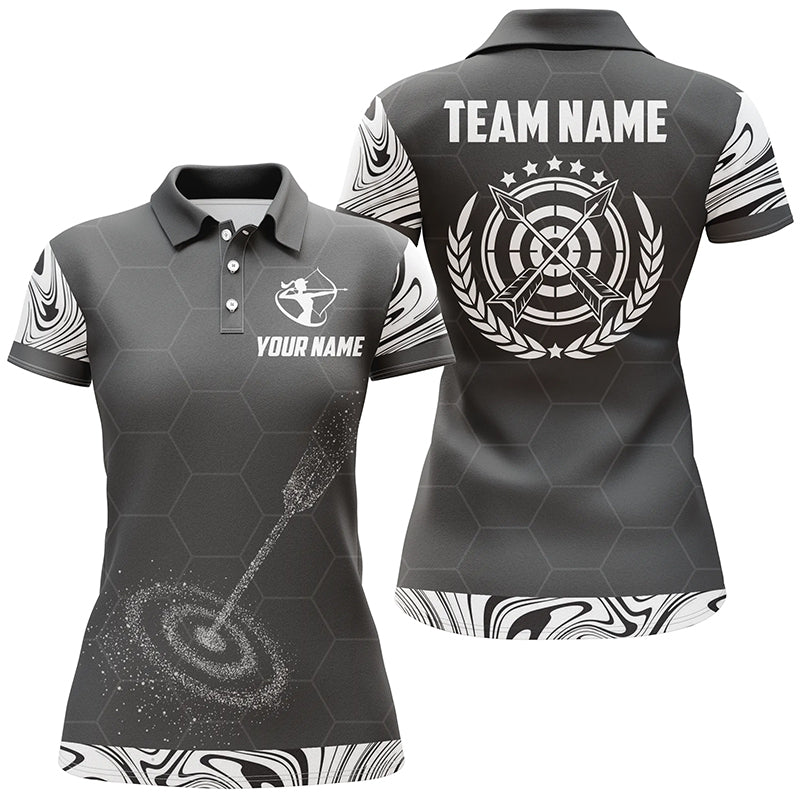 Personalisiertes Poloshirt für 3D Bogenschießen Schwarz Weiß Unisex Geschenkidee für Bogenschützen Teams V0710 - Climcat