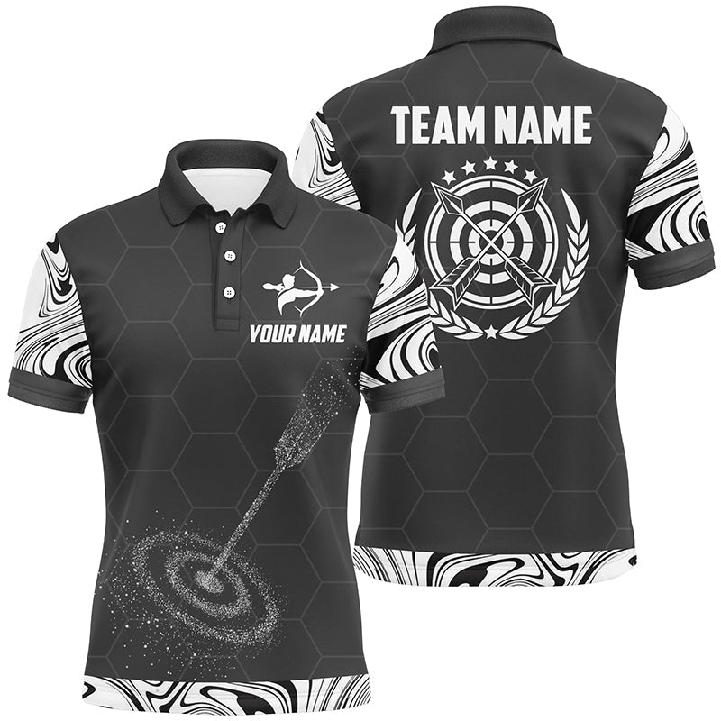 Personalisiertes Poloshirt für 3D Bogenschießen Schwarz Weiß Unisex Geschenkidee für Bogenschützen Teams V0710 - Climcat