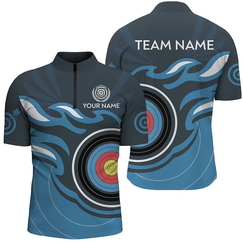 Personalisiertes Poloshirt für Bogensport Teams - Herren Damen - Design Bogenschießscheibe Blaue Flamme T0447 - Climcat