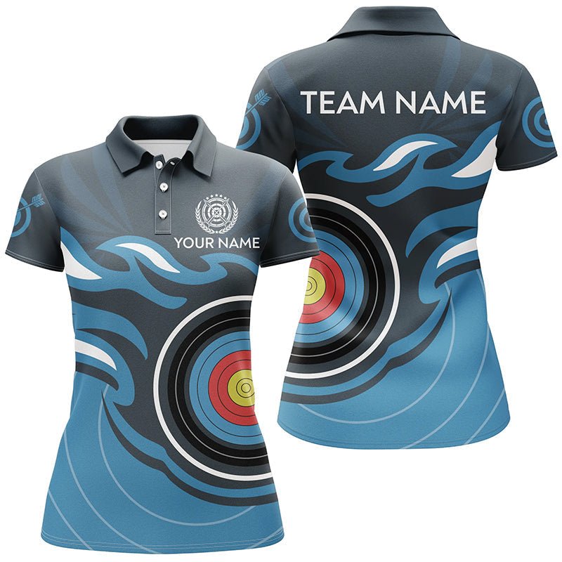 Personalisiertes Poloshirt für Bogensport Teams - Herren Damen - Design Bogenschießscheibe Blaue Flamme T0447 - Climcat