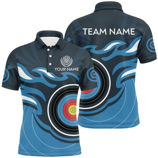 Personalisiertes Poloshirt für Bogensport Teams - Herren Damen - Design Bogenschießscheibe Blaue Flamme T0447 - Climcat