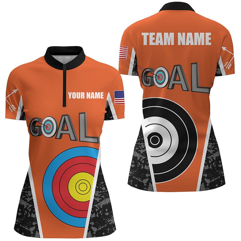 Personalisiertes Poloshirt mit Namen - Bogenschießen Zielscheibe Orange 3D - Unisex Shirt T0488 - Climcat