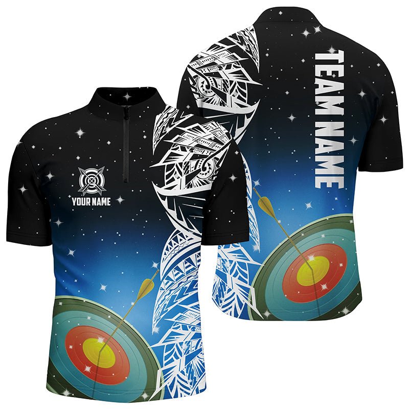 Personalisiertes Unisex Bogenschießen Poloshirt / Trikot mit Blauem 3D - Ziel Galaxie Design für Team und Mannschaft T1085 - Climcat