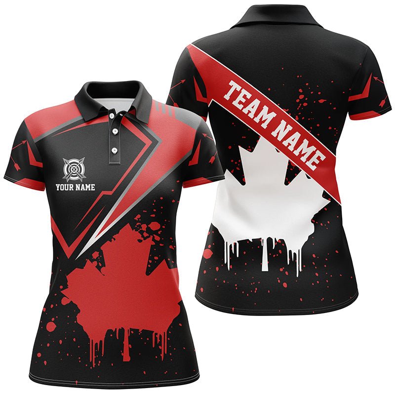 Personalisiertes Vintage Poloshirt mit Kanada Ahornblatt & Bogenschießen Motiv - Unisex T0711 - Climcat