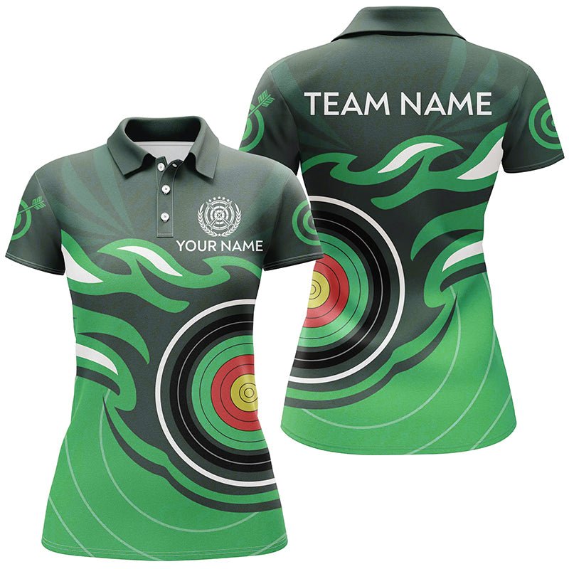 Polo & 1/4 Zip Bogensport Shirt Personalisiert - Design Grüne Flammen - Zielscheibe - Herren Damen Team T3035 - Climcat