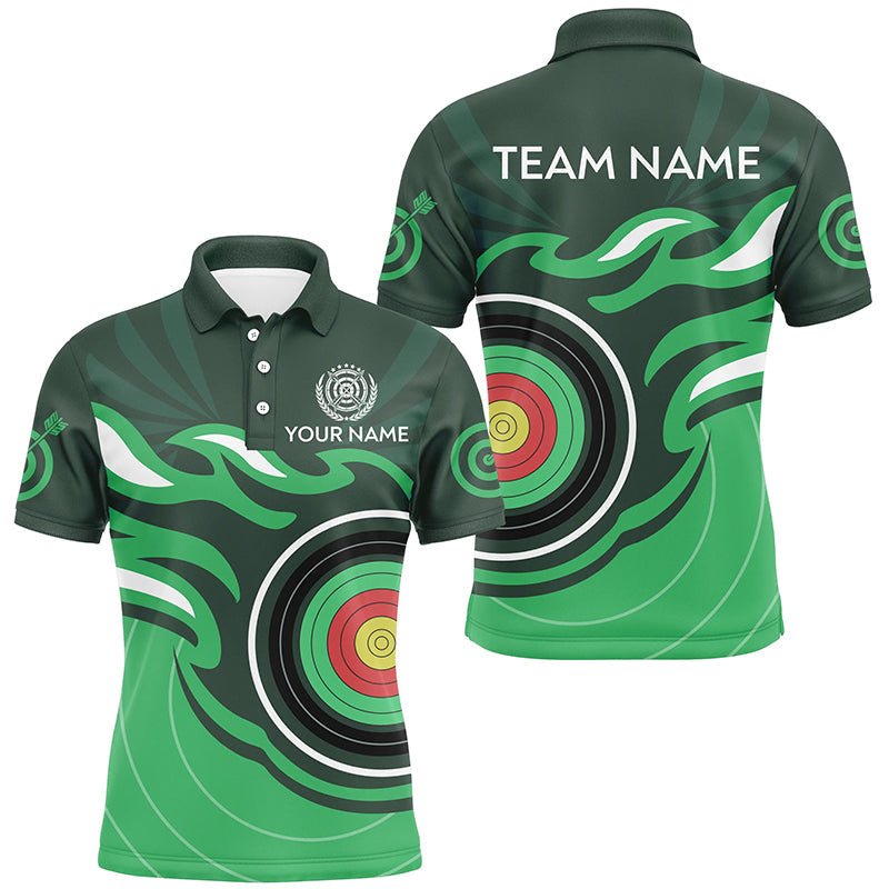 Polo & 1/4 Zip Bogensport Shirt Personalisiert - Design Grüne Flammen - Zielscheibe - Herren Damen Team T3035 - Climcat