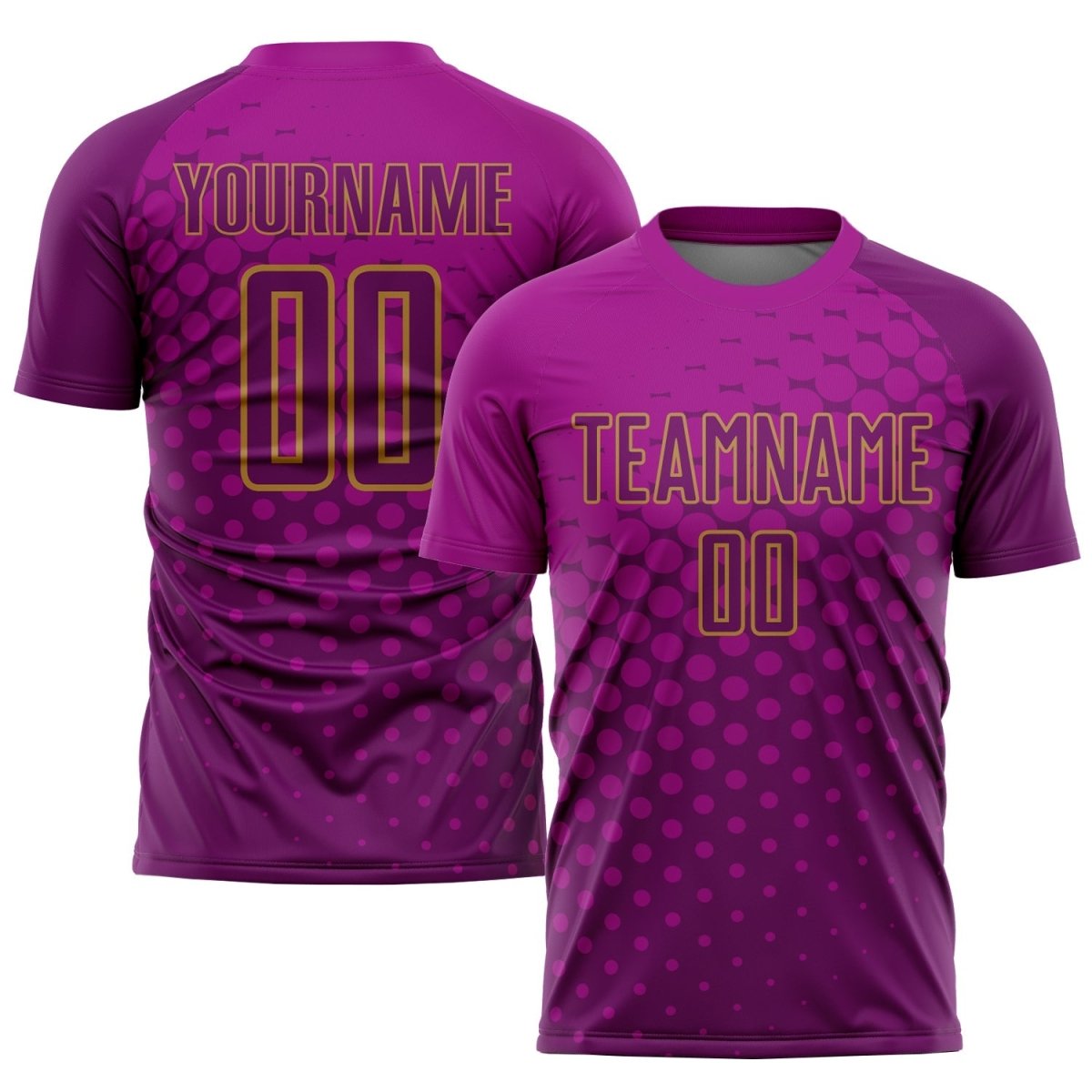 Sublimations - Soccer - Trikot in benutzerdefiniertem Tief - Pink - Purpur - Gold W496 - Climcat
