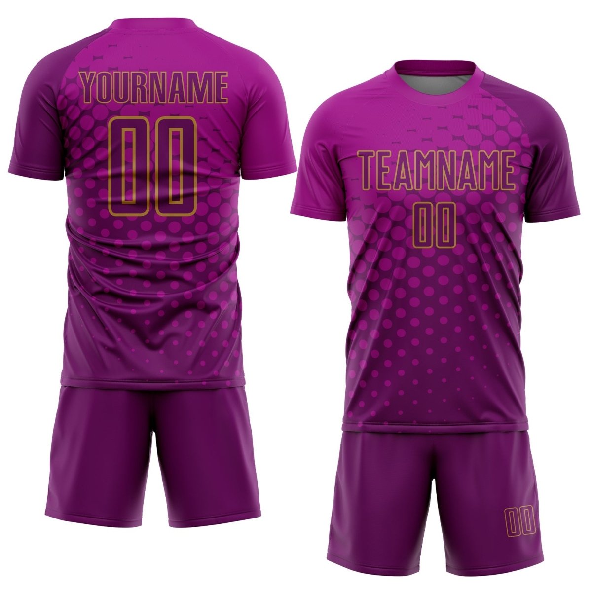 Sublimations - Soccer - Trikot in benutzerdefiniertem Tief - Pink - Purpur - Gold W496 - Climcat