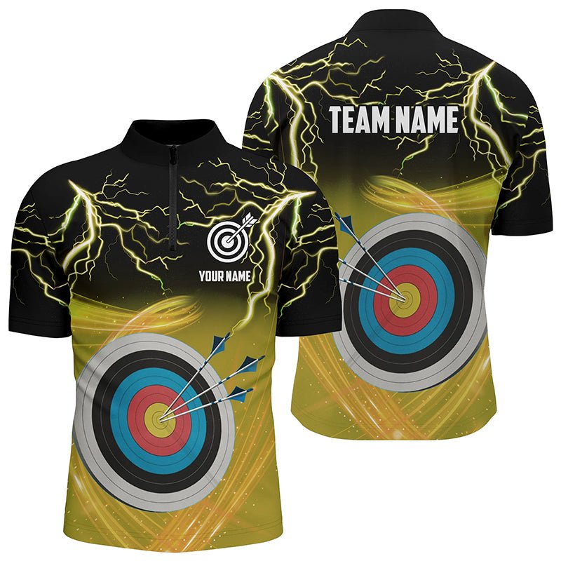 Thunder Lightning 3D Ziel Bogenschießen Poloshirt - Individuell bedruckt | Unisex Team Shirt | Gelb T0738 - Climcat